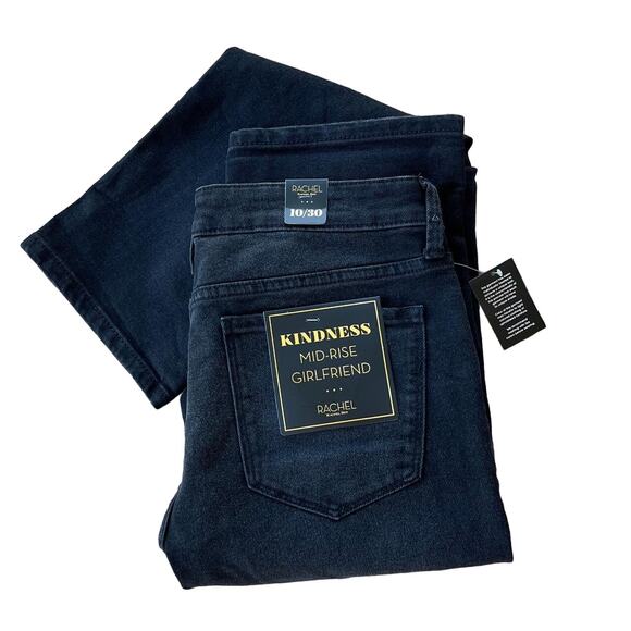 Rachel Roy Black Distressed Mid-Rise Girlfriend Jeans Size 8/29 - Picture 4 of 8